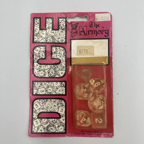Vintage Armory 6 dice Set 1983 #6011 D & D New Sealed