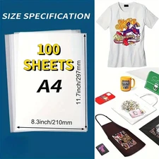 Waterproof Inkjet DTF Transparency Film 8.5" x 11" Screen Printing 100 Sheets A4