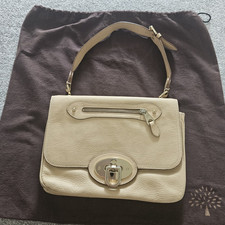 Mulberry Beige Pebbled Leather Shoulder Bag Turn Lock, Original Dust Bag 220556