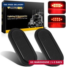 Partsam 2Pcs 6 Inch Oval Red Led Trailer Tail Lights 10 Diodes Smoke Lens Stop