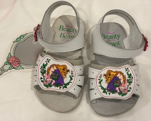 Sandalias blancas vintage de Disney La Bella y la Bestia para niños pequeños talla 5 con etiquetas nuevas en caja Foto 2 de 4