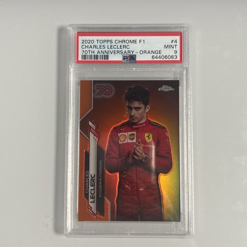 2020 Topps Chrome F1 Formula 1 Charles Leclerc 70th Anniversary Orange #4 PSA 9