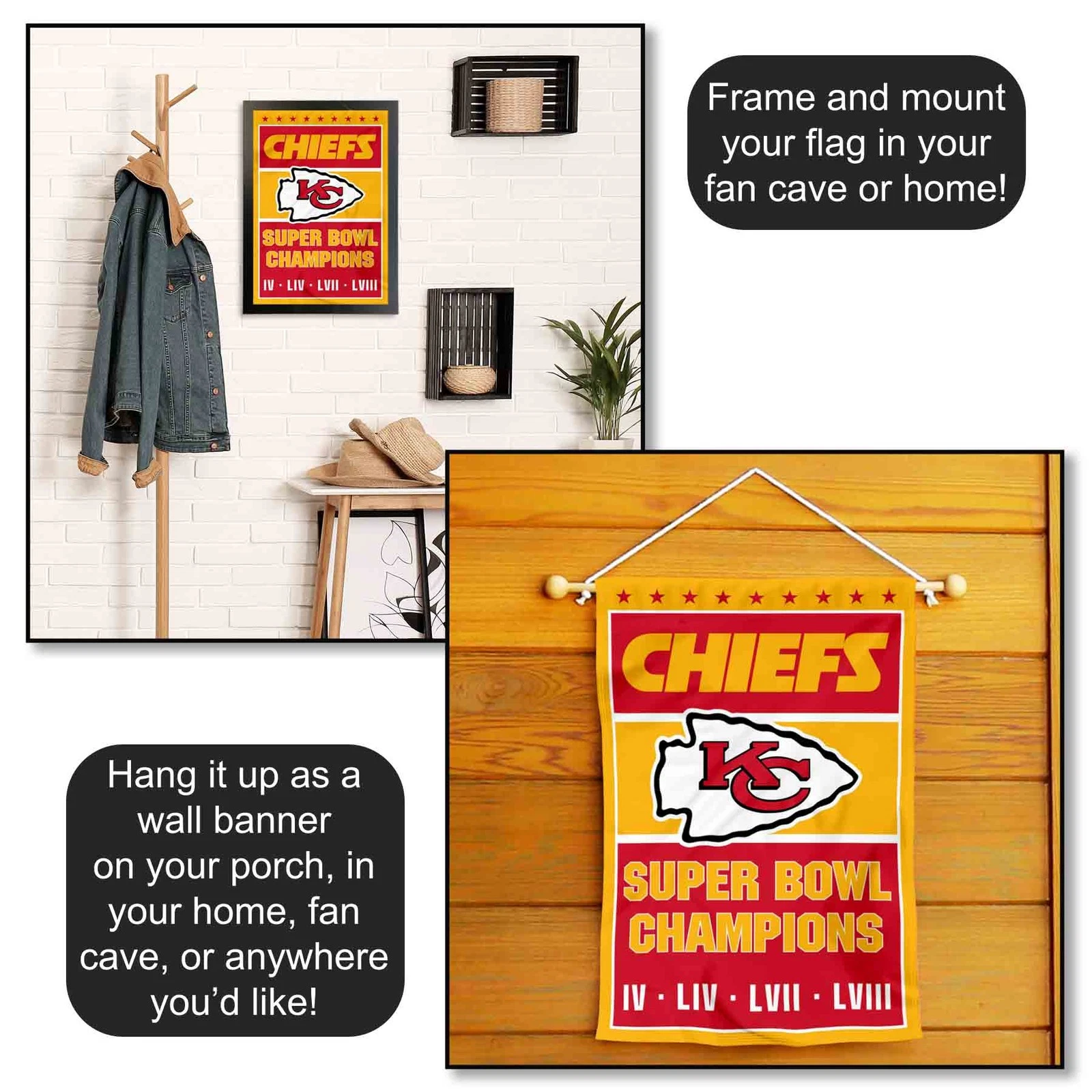 KC Chiefs 4 Time Champions Garden Yard Banner Flag
