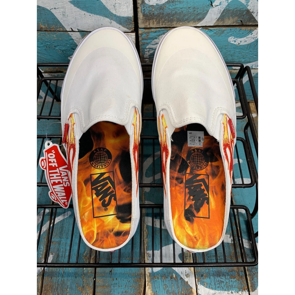 VANS x A$AP Worldwide ASAP Rocky Classic Slip-on Mules Shoes White W7.5/M6