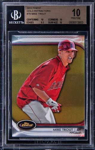 2012 TOPPS FINEST MIKE TROUT GOLD REFRACTOR ROOKIE /50 BGS 10