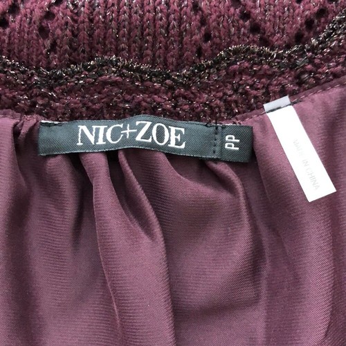 Damenpullover lila Nic + Zoe Metallic Split Back Glanz Gr. LP - Bild 8 von 9