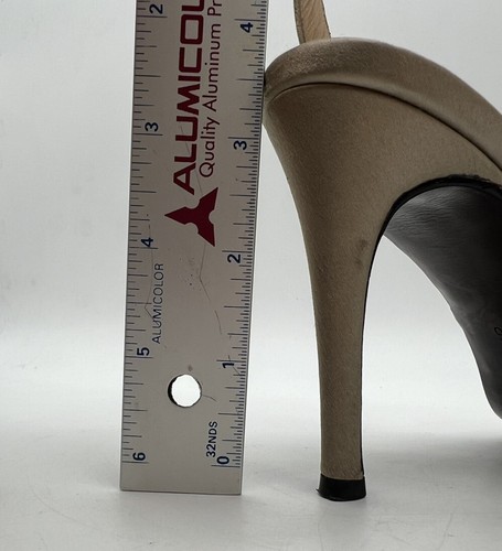 ERNESTO ESPOSITO. ITALY. TAUPE EMBROIDERED / BEADED SILK SLINGBACK HEEL. sz 36 - Picture 11 of 12