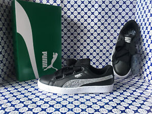 Scarpe Puma Donna \u003c\u003cSCONTATE\u003e\u003e Basket Heart Glitter - Nero Argento- 364078  | eBay