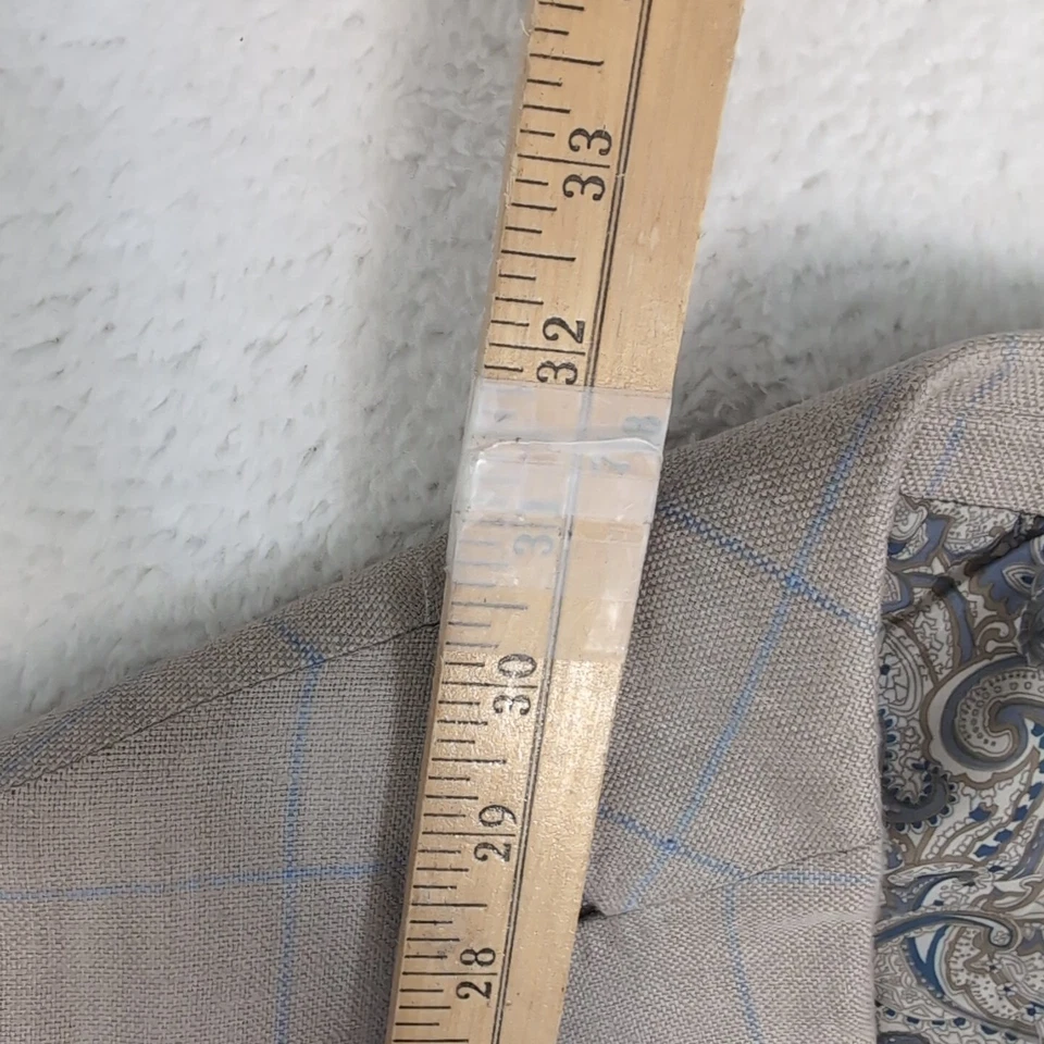 Abrigo Blazer Deportivo ALAN FLUSSER 100% Lino Para Hombres 42 R Gris Dos Botones Azul Cuadrado Foto 3 de 4