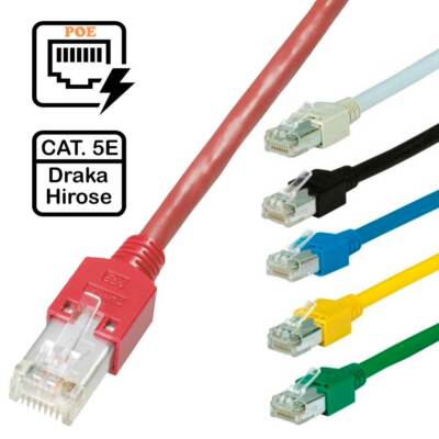 Patchkabel Cat.5e Draka UC300 HS26 Hirose TM11 RJ45 Stecker Netzwerkkabel LAN TV