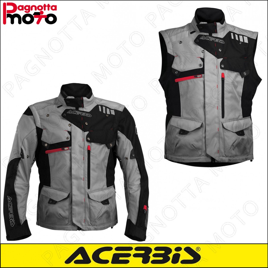 RIVENDITORE ACERBIS BOLLATE MILANO , GIACCA GIUBBINO ACERBIS ADVENTURE  JACKET CON PROTEZIONI OMOLOGATI NERO GRIGIO BOLLATE MILANO - Pagnotta moto  srl