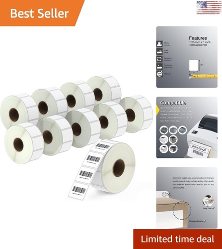 Premium Barcode Labels - Zebra Compatible, Adhesive, Perforated - 10 Rolls