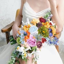 Artificial Flowers Combo Box, 38PCS Fake Flowers, Silk Flower Mix with Wire Stem