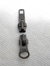 Set of two #5 Antique Brass Sliders YKK for 2 Way Metal Zipper (not nesting) New