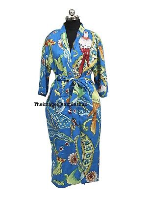 Royal stylish Cotton Bird Sleepwear robes Nightdress Kimono Bathkimono Indian Long short kimono Hippie Womens Night Gown coverup Delivery