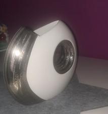 Formano Dekovase Blumenvase Tischvase Vase aus Keramik weiß/silber 19x17 cm