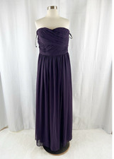 Bill Levkoff Bridesmaid Dress Size 12 Formal Gown Purple Prom Strapless Chiffon