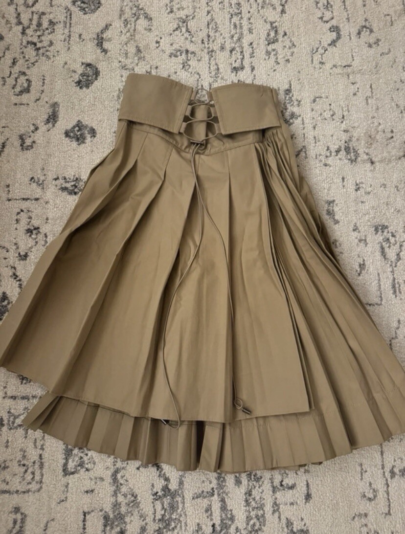 Christian Dior | Asymmetrical Pleated Skirt | Khaki