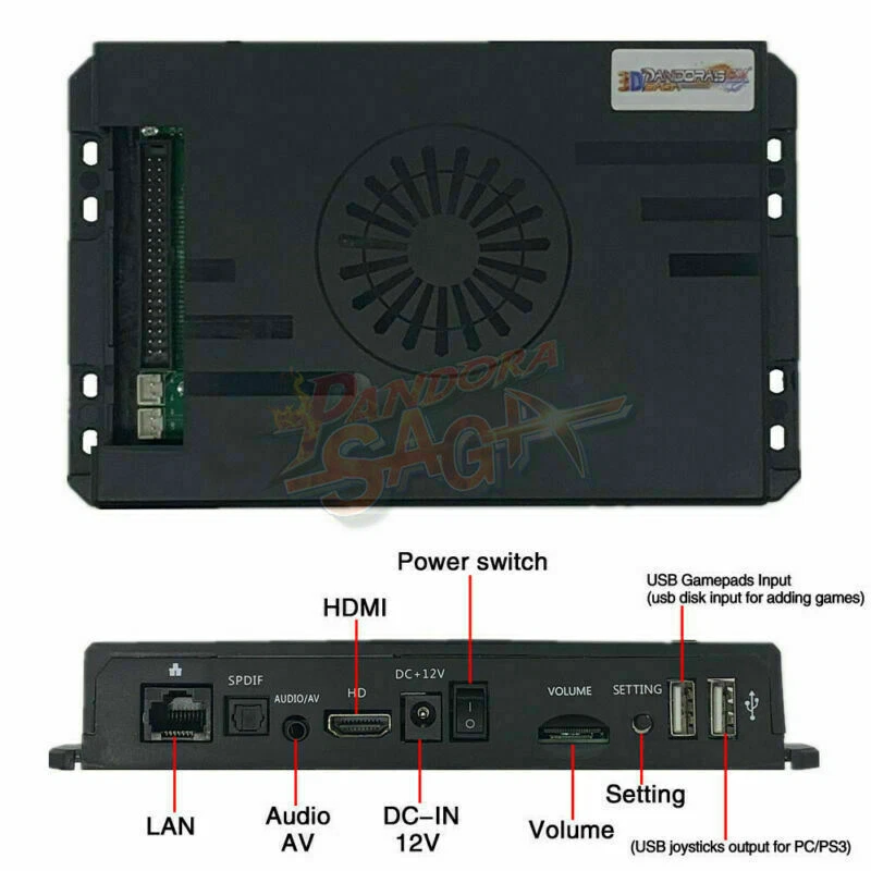 3D Pandora Wifi Saga EX Box 8000 en 1 Kit de bricolage Arcade Retro Jeu vidéo - Photo 3/4