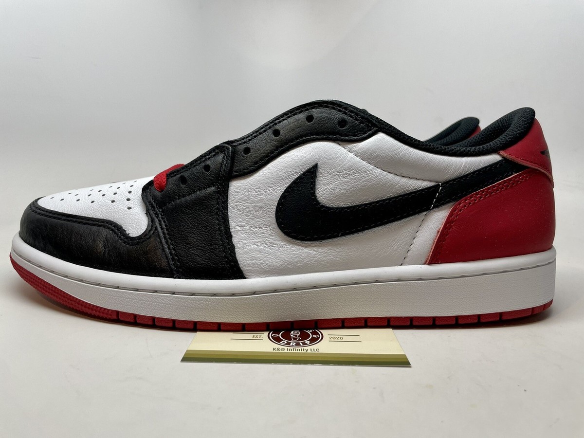 Nike Air Jordan 1 Low 赤黒 10.5 US Air Jordan 1 AJ1 KO Low Men's Bred Black Red Sneakers Shoes
