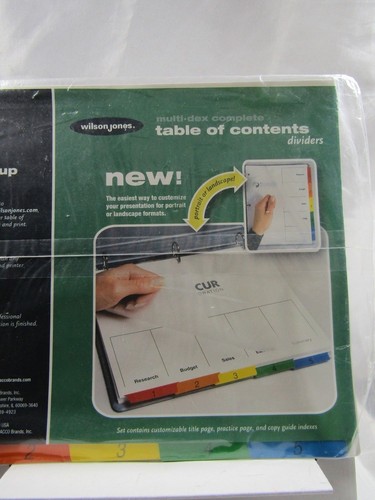 WilsonJones Table of Contents 5 color tab dividers *Portrait or landscape* - Picture 2 of 2