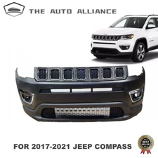 For 2017-2021 Jeep Compass Front Bumper Set Upper Lower w/Grille+Fog Lights