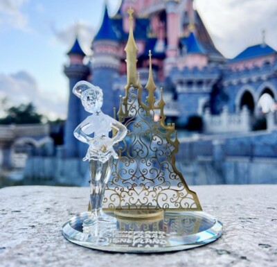 Tinker Bell and Disneyland Castle glass Figure, by Arribas and