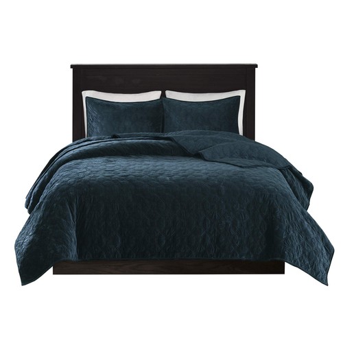 Madison Park Harper Quilt Set Velvet Casual Geometric Stitching Design All Se... - Picture 9 of 12