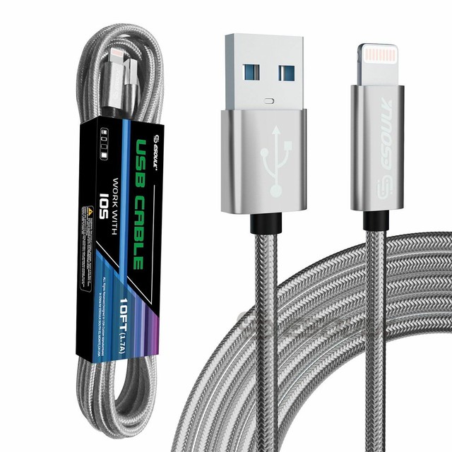REIKO 1.7a 10ft USB Cable for 8 Pin in Silver | Maxstrata for sale