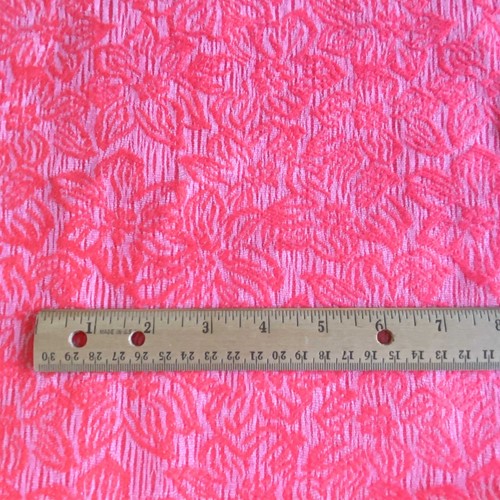 1.2 YD Vintage Dayglo Floral Apparel Fabric Coral Pink