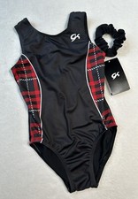 New GK ELITE Leotard Gymnastics RESOLUTE RADIANCE Black CRISSCROSS BACK Size: CM