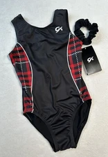 New GK ELITE Leotard Gymnastics RESOLUTE RADIANCE Black CRISSCROSS BACK Size: CL