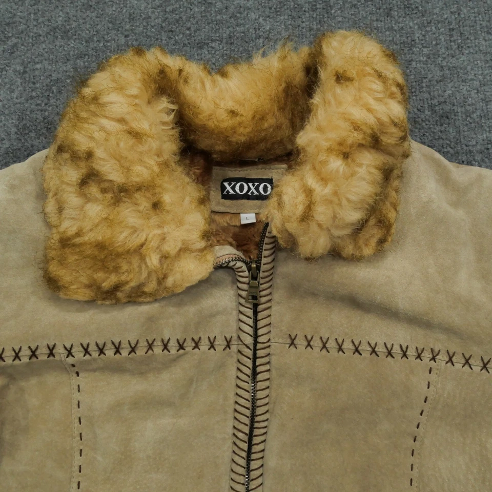 Chaqueta XOXO de Colección para Mujer Grande Marrón Tostado Gamuza Piel Sintética Phoebe Y2K Foto 2 de 4