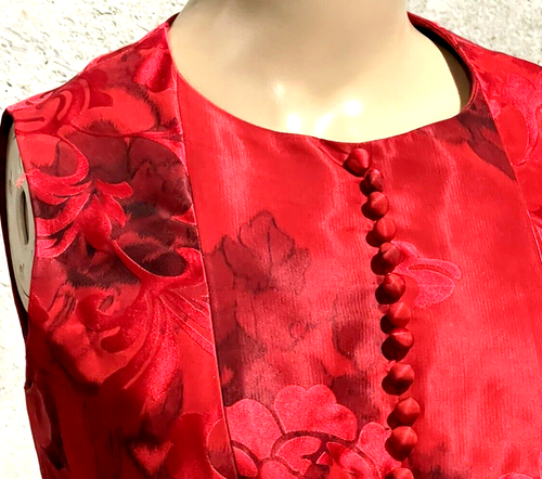 Oscar de la Renta Fall 2006 Runway Silk Red Floral Cocktail Dress Label 6 / US 2 - Picture 3 of 5