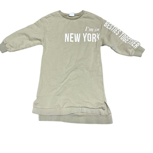 Zara New York Besties Together Sweatshirt Dress Girls Casual Long Sleeve Size 6 - Picture 2 of 8