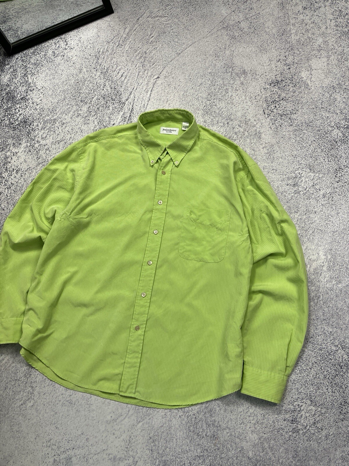 Camicia uomo vintage anni 90 Yves Saint Laurent tasca logo bottoni taglia XL