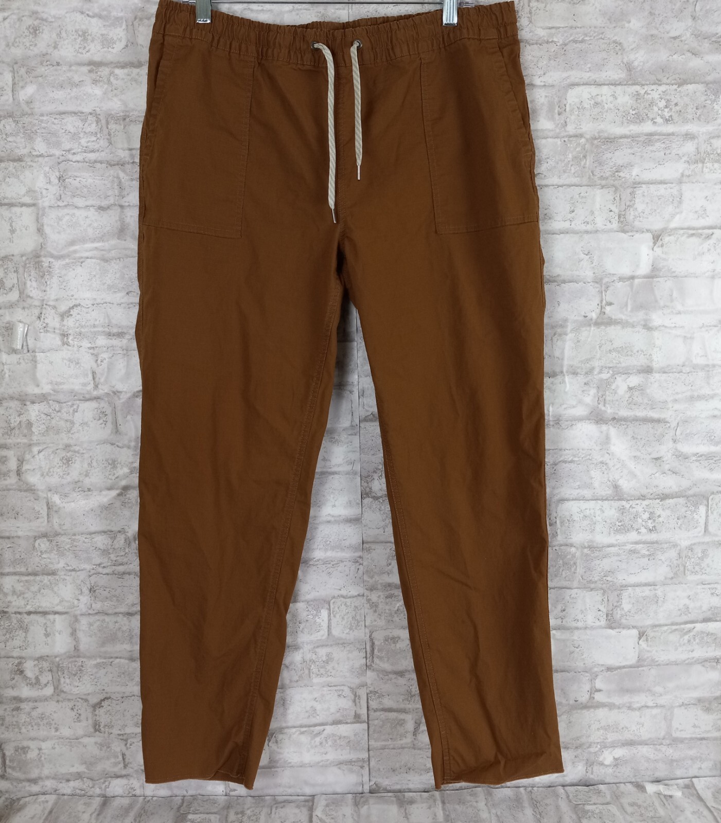 Vuori Womens XL Ripstop Hiking Pants Brown Organic Cotton Drawstring Outdoor Adventure