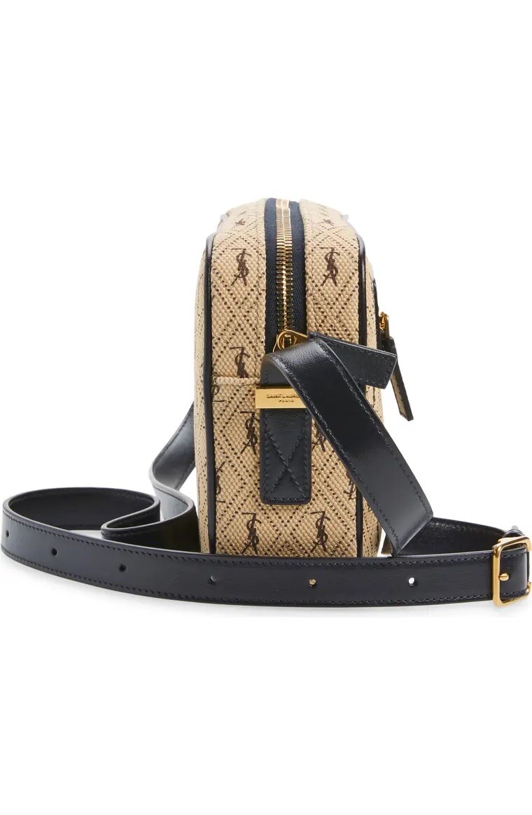 Borsa per fotocamera monogramma YSL SAINT LAURENT BEIGE MARRONE NERO