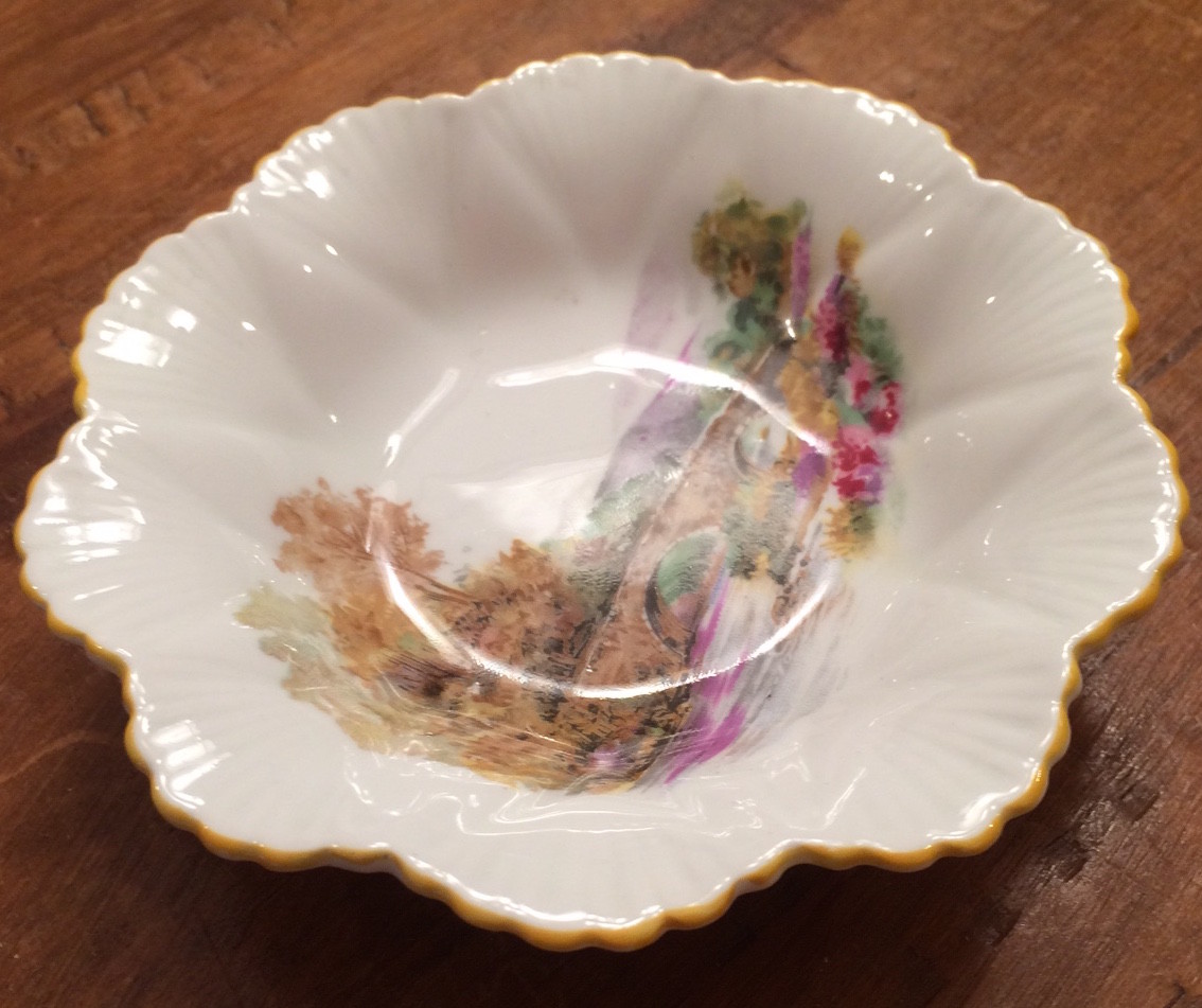 Vintage Shelley Fine Bone China Fluted Nut Trinket Candy Dish Floral