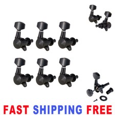 Black Strat Tele Guitar Locking Tuners Tuning Pegs Machine Heads 6R In Line USA