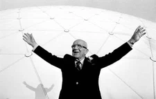 American architect inventor and futurist Buckminster Fuller raises - Old Photo