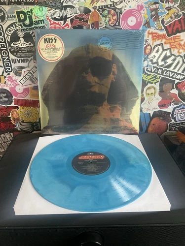 KISS Hot In The Shade VG++  GALAXY BLUE/WHITE VINYL W/FOIL COVER & HYPE/2500