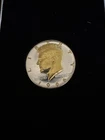 Danbury Mint Kennedy Half Dollar 1966 Gold Plated, 40% Silver Enameled
