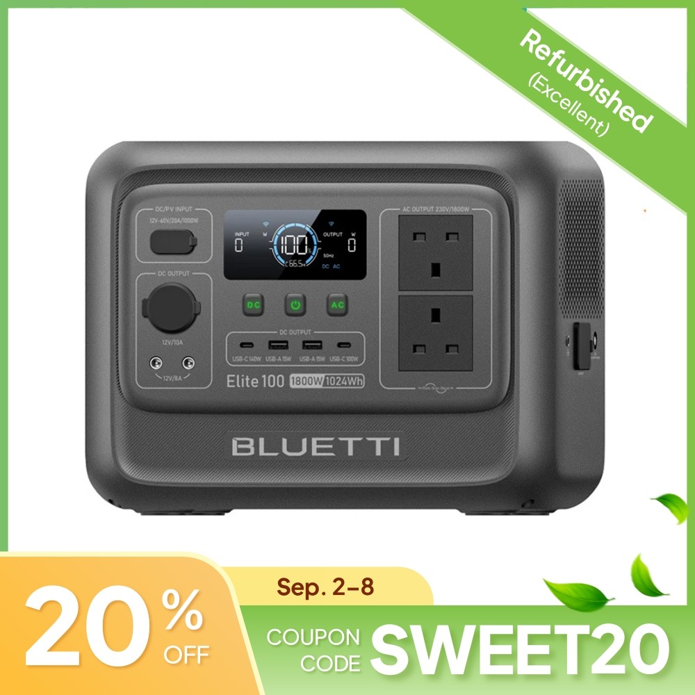 BLUETTI Elite 100 V2 1024Wh 1800W Refurbished Portable Power Station for Camping