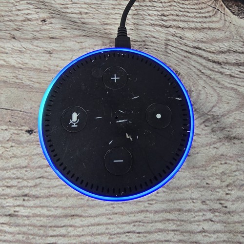 Amazon Echo Dot 2nd Generation Smart Speaker - Black (RS03QR) Blue Rubber Case - Picture 5 of 10