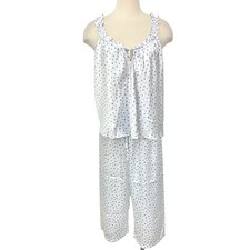 Oscar de la Renta Polka-Dot Satin Pajama Set Sleepwear XL