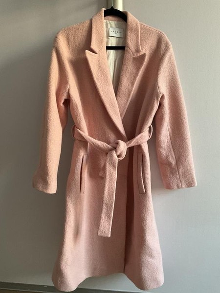 Women Sandro Paris Coat Pink Wool 36