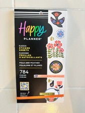 Happy Planner Folk and Feather Sticker Book - 30 Pages - 784 Pieces -NEW