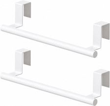 Cabinet Door Towel Bar, Kitchen Towel Holder, White 2 Pack