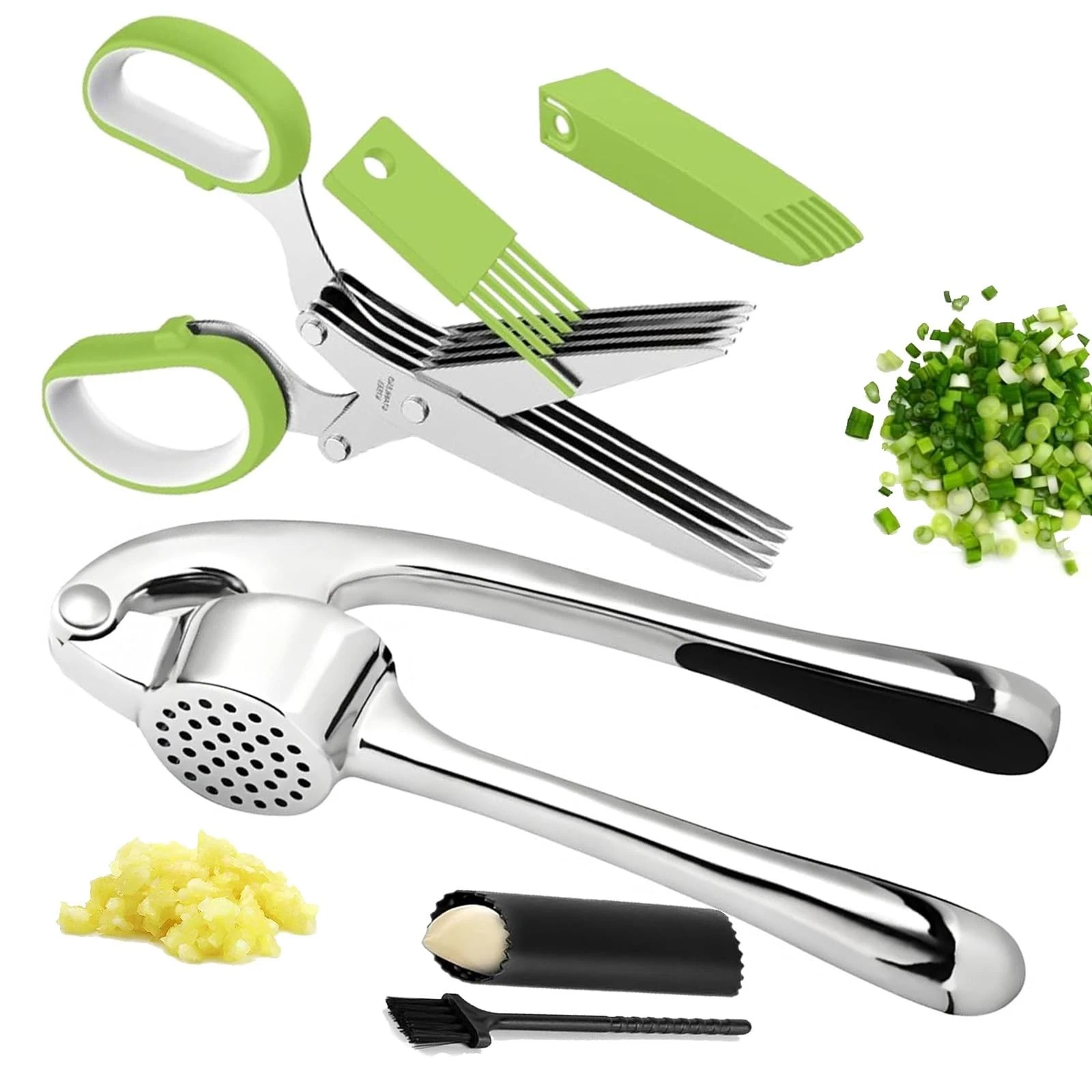 Garlic Press and Herb Scissors Set, 6 Pieces with Garlic mincer and Multipurp...
Opens in a new wind